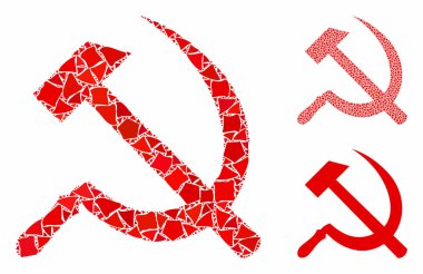 Orak ve Çekiç Eşitsiz Parçaların Mozaik Simgesi