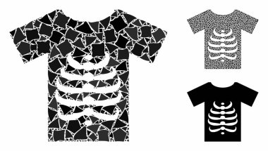 İskelet Tişört Ürkütücü Ögelerinin Kompozisyon Simgesi