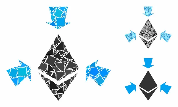 Ethereum recoger flechas mosaico icono de artículos tuberosos — Vector de stock