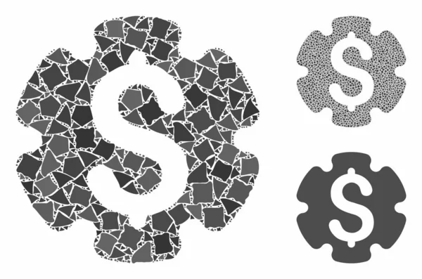 Paramètres financiers engrenage Mosaic Icône de pièces inégales — Image vectorielle