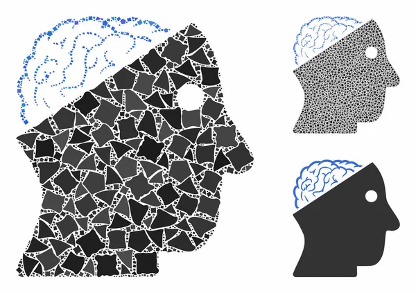 Open brain Mosaic Icon of Tremulant Pieces — Stock Vector