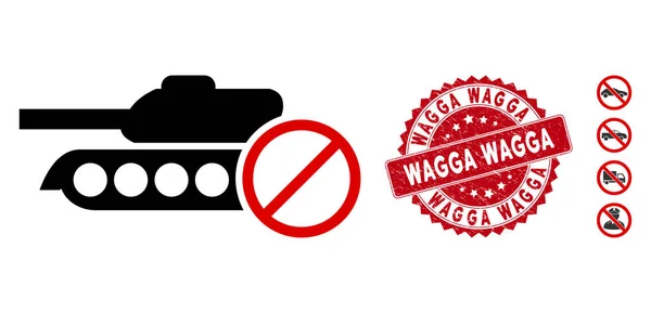 No Tanks Icon with Textured Wagga Stamp — Stock Vector