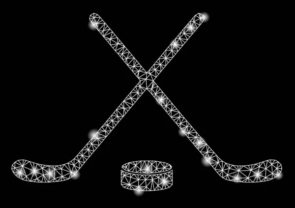 Hockey de marco de alambre de malla de llamarada con puntos de llamarada — Archivo Imágenes Vectoriales