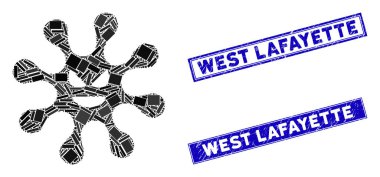 Bakteri Mozaiği ve Sıkıntı Dikdörtgeni Batı Lafayette Mühürleri