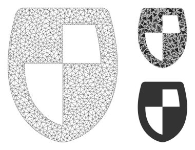 Kalkan Vektör Örgü 2d Model ve Üçgen Mozaik Simgesi