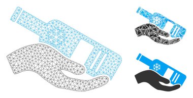 Ücretsiz Votka Şişe Vektör Kabartma Model ve Üçgen Mozaik Simgesi