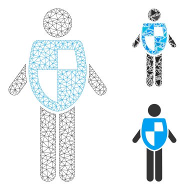 Yaşam Sigortası Vektör Ağı 2d Model ve Üçgen Mozaik Simgesi