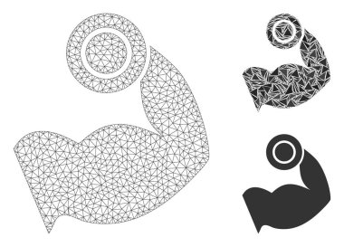 Vücut Geliştirme Kas Vektörü Kablo Çerçeve Modeli ve Üçgen Mozaik Simgesi