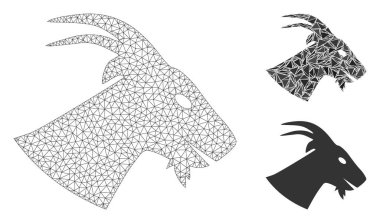 Keçi Başı Vektör Kabartma Modeli ve Üçgen Mozaik Simgesi