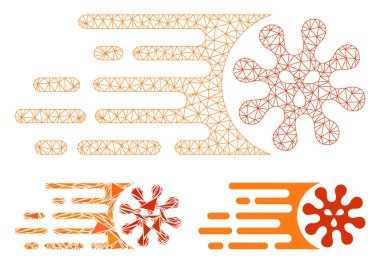 Giden Viral Vektör Ağ Kablo Çerçeve Modeli ve Üçgen Mozaik Simgesi