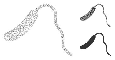 Vibrio Cholerae Vektör Ağ Modeli ve Üçgen Mozaik Simgesi