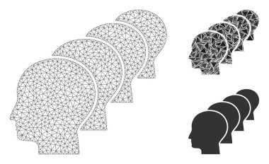 İnsanlar Vektör Örgü Ağ Modeli ve Üçgen Mozaik Simgesi