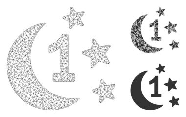 İlk Ay Gecesi Vektör Ağları Model ve Üçgen Mozaik Simgesi