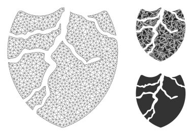 Bozulmuş Kalkan Vektörü Ağ Modeli ve Üçgen Mozaik Simgesi