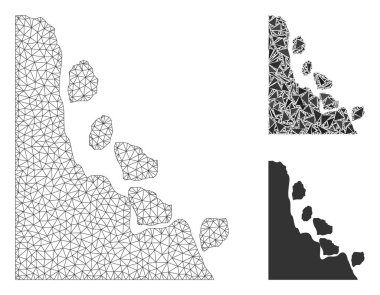Dengesiz Taşlar Vektör Ağı 2d Model ve Üçgen Mozaik Simgesi