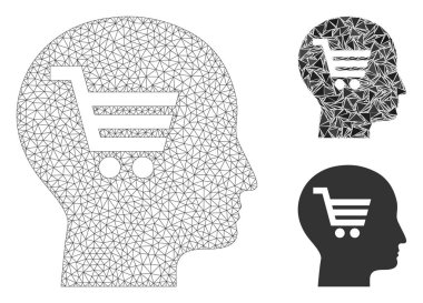 Alışveriş Rüyası Vektörü Ağ Modeli ve Üçgen Mozaik Simgesi