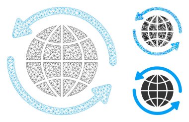 Küresel Teslimat Vektörü Kablo Çerçeve Modeli ve Üçgen Mozaik Simgesi