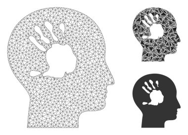 Zihinsel Yazdırma Vektörü Kabartma Modeli ve Üçgen Mozaik Simgesi