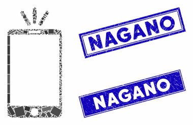 Mobil Meşale Mozaiği ve Grunge Nagano Mühürleri Dikdörtgeni