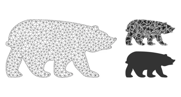Model sieci wektorowej niedźwiedzia i trójkątna ikona mozaiki — Wektor stockowy