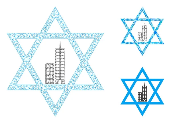 Jerusalem Star Vector Mesh 2d Model i trójkątna ikona mozaiki — Wektor stockowy