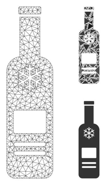 Zimna wódka wektor siatki butelki 2d Model i trójkąt ikona mozaiki — Wektor stockowy