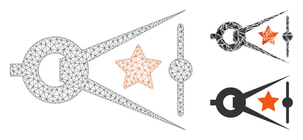 Kvalitetskontroll vektor Mesh Network Modell och triangeln mosaik ikonen — Stock vektor