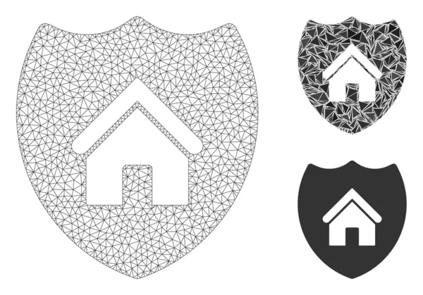 Assicurazione immobiliare Modello della carcassa della maglia vettoriale e icona del mosaico del triangolo — Vettoriale Stock