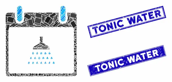 Doccia Calendario Giorno Mosaico e angoscia Rettangolo Tonic Water Watermarks — Vettoriale Stock