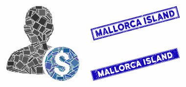 Yatırımcı Mozaik ve Tehlike Dikdörtgeni Mallorca Adası Damgaları