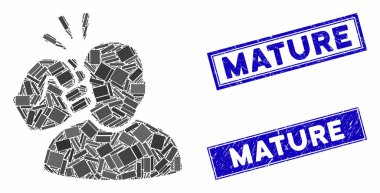 Suç İhlali Yumruğu Mozaik ve Tehlike Dikdörtgeni Olgun Mühürleri