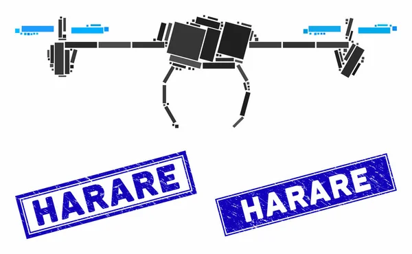 Беспилотник и раздробленный прямоугольник Хараре — стоковый вектор
