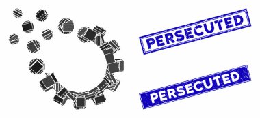 Mozaik ve Grunge Dikdörtgenleri İşkence Edilmiş Damgalar