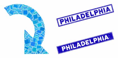 Sağ Mozaiği Döndür ve Tırmalanmış Dikdörtgen Philadelphia Damgaları