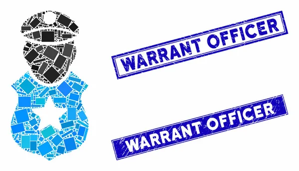 Guardia Uomo Mosaico e Graffiato Rettangolo Warrant Ufficiale Watermarks — Vettoriale Stock