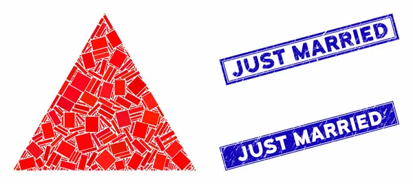 Triangle rempli Mosaïque et Rectangle Grunge Vient de Marier Timbres — Image vectorielle