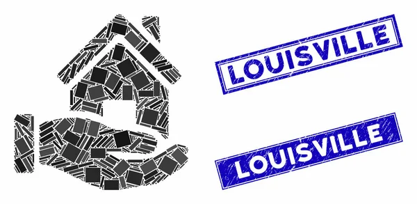 Home Angebot Mosaik und zerkratzte Rechteck Louisville Dichtungen — Stockvektor