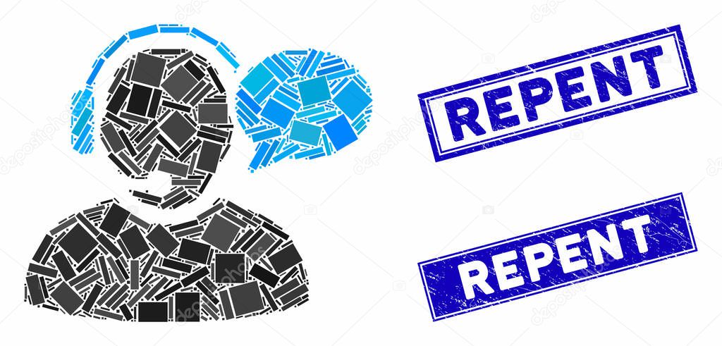Operator Message Mosaic and Distress Rectangle Repent Watermarks