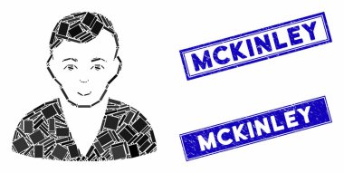 Man Mozaiği ve Grunge McKinley Dikdörtgenleri Filigranı