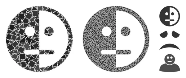 Bipolarity face Mosaic Icon of Ragged Parts — Stockový vektor