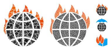 Küresel ısınma yangını Humpy Elementlerinin Mozaik Simgesi