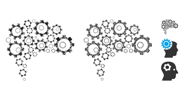 Composição do cérebro da engrenagem Ícone de elementos robustos —  Vetores de Stock