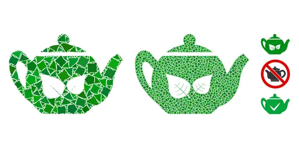 Tetera de té verde Composición Icono de Bumpy Elements — Archivo Imágenes Vectoriales