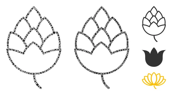 Icono de composición de brote de lúpulo de trozos grumosos — Vector de stock