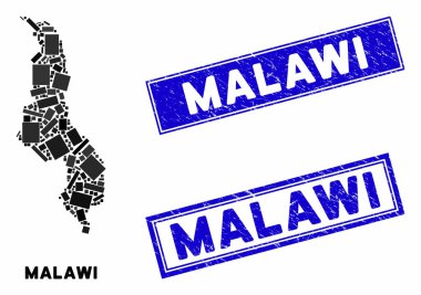 Mozaik Malavi Haritası ve Çizilmiş Dikdörtgen Mühürleri