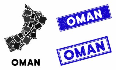 Mozaik Umman Haritası ve Çizilmiş Dikdörtgen Filigranı