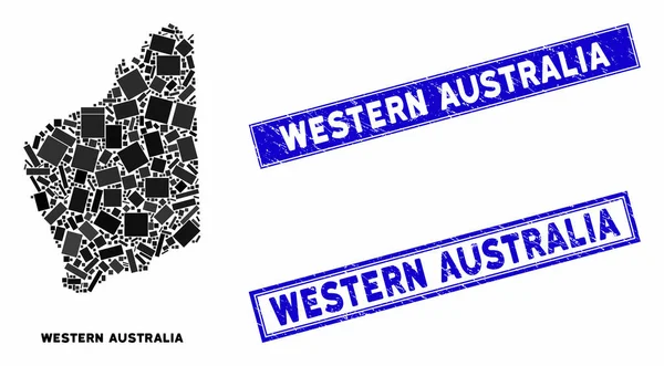 西オーストラリア州地図と傷の長方形のシール — ストックベクタ