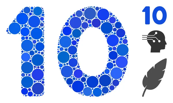 Icono de composición de texto de 10 dígitos de puntos redondos — Archivo Imágenes Vectoriales