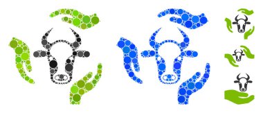 Küresel Ögelerin İnek Bakımı Eller Mozaik Simgesi