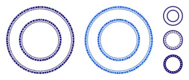 Çift Yuvarlak Çerçeve Yuvarlak Noktaların Mozaik Simgesi